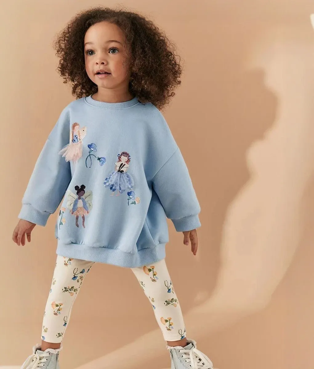 Toddler/Kid Girl's Little Princess Blue Sweatshirt with Leggings Set