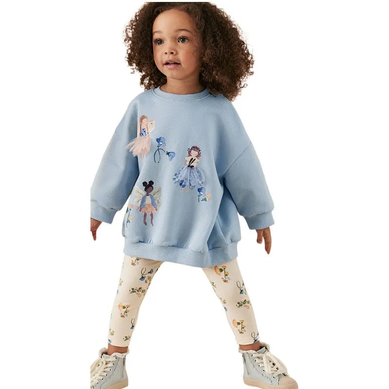 Toddler/Kid Girl's Little Princess Blue Sweatshirt with Leggings Set