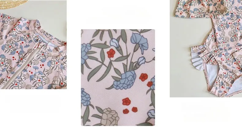 Toddler/Kid Girl's Long Sleeve Floral Print Design Swimsuit (4 Designs)
