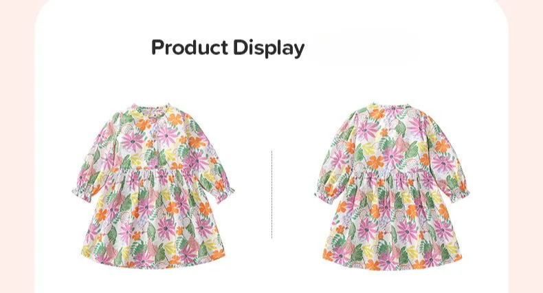 Toddler/Kid Girl's Long Sleeve Tropical Fruit and Floral Design Dress