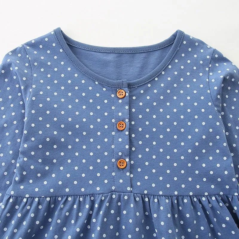 Toddler/Kid Girl's Long Sleeve Wildlife and Flowers Design Dress