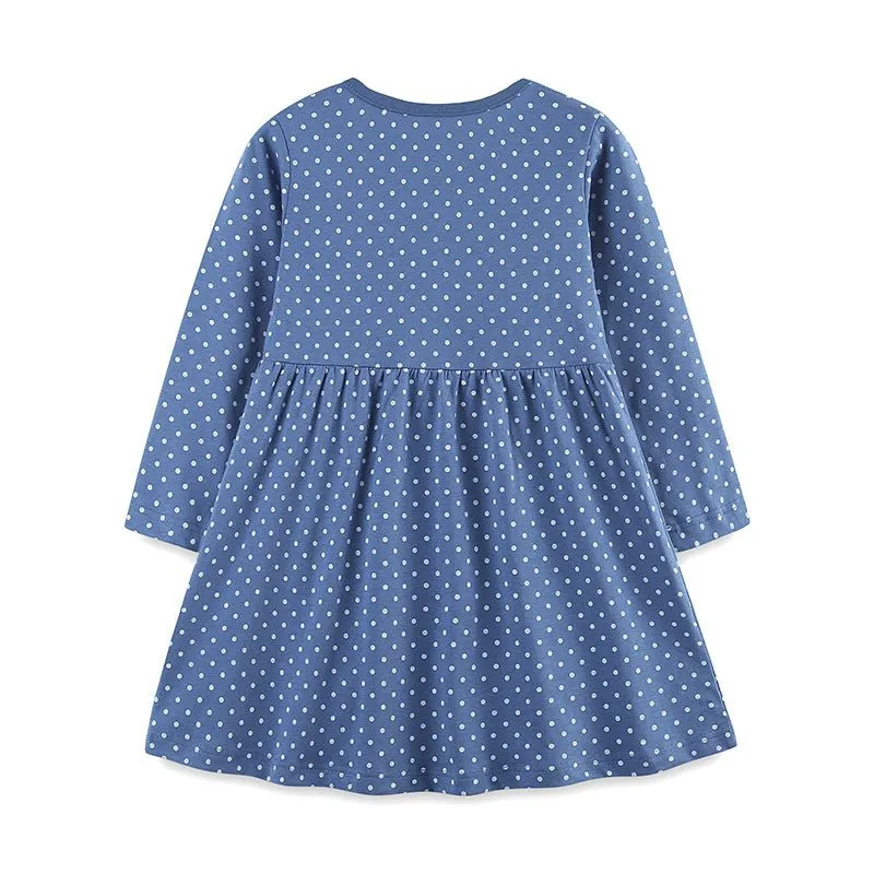 Toddler/Kid Girl's Long Sleeve Wildlife and Flowers Design Dress