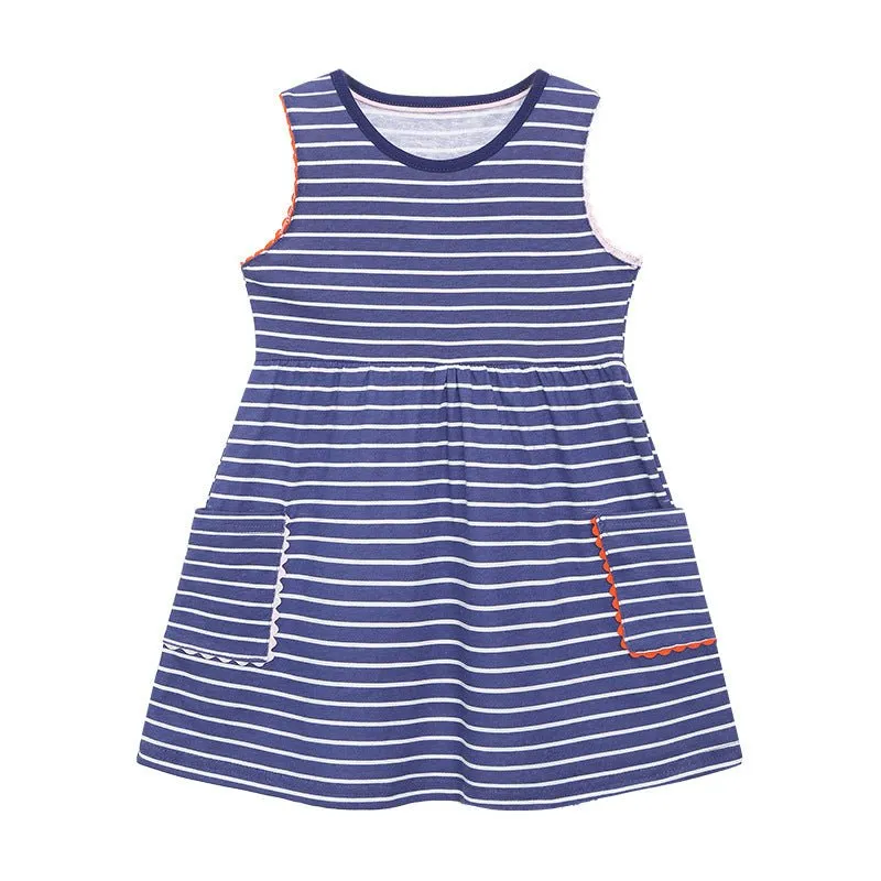 Toddler/Kid Girl's Sleeveless Stripe Cotton Dress
