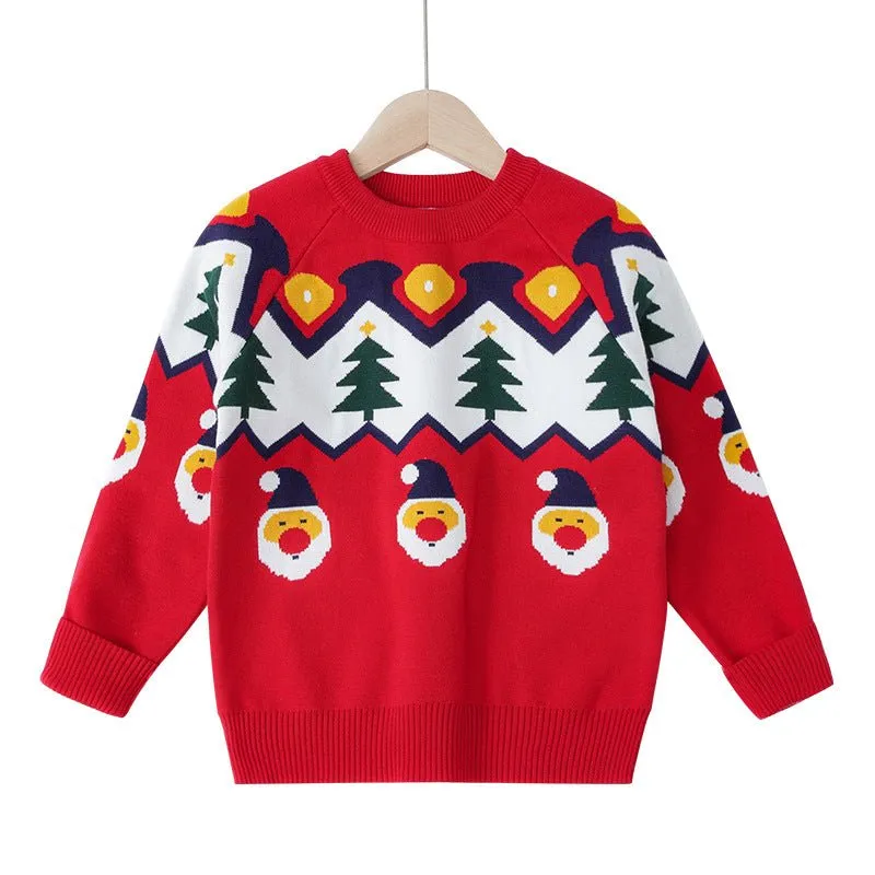 Toddler/Kid Santa and Christmas Tree Prints Holiday Sweater