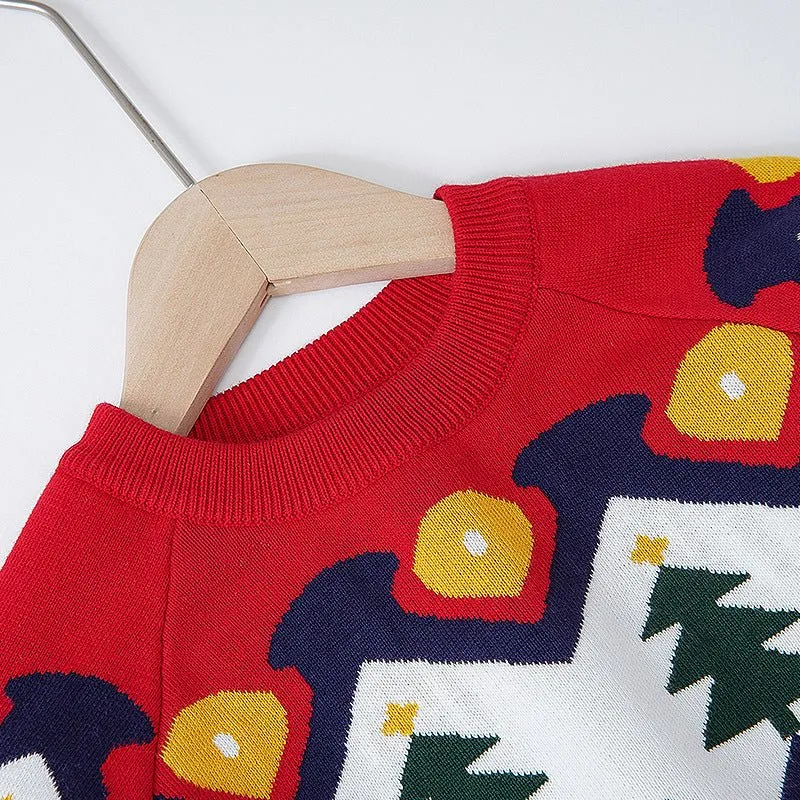 Toddler/Kid Santa and Christmas Tree Prints Holiday Sweater