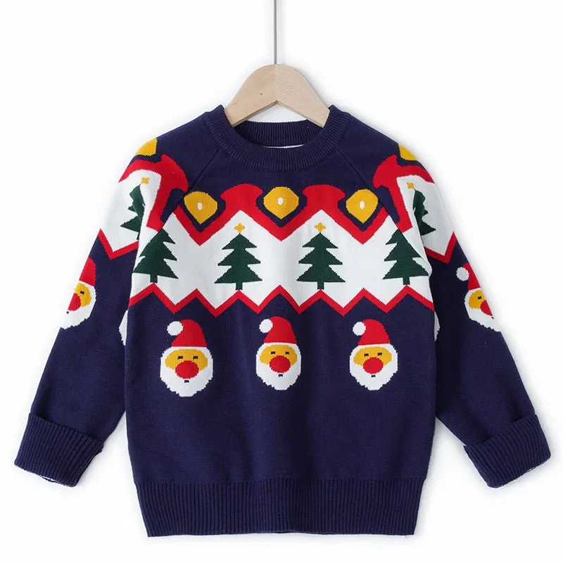 Toddler/Kid Santa and Christmas Tree Prints Holiday Sweater