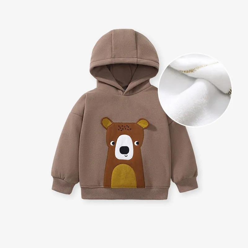 Toddler/Kid's Bear Design Cotton Brown Sweatshirt