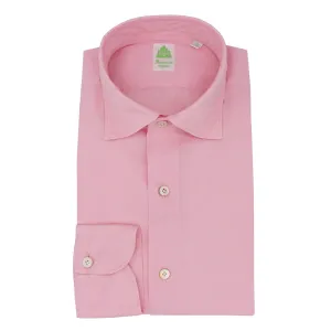 Tokyo slim fit cotton garment dyed pink and coral pink shirt