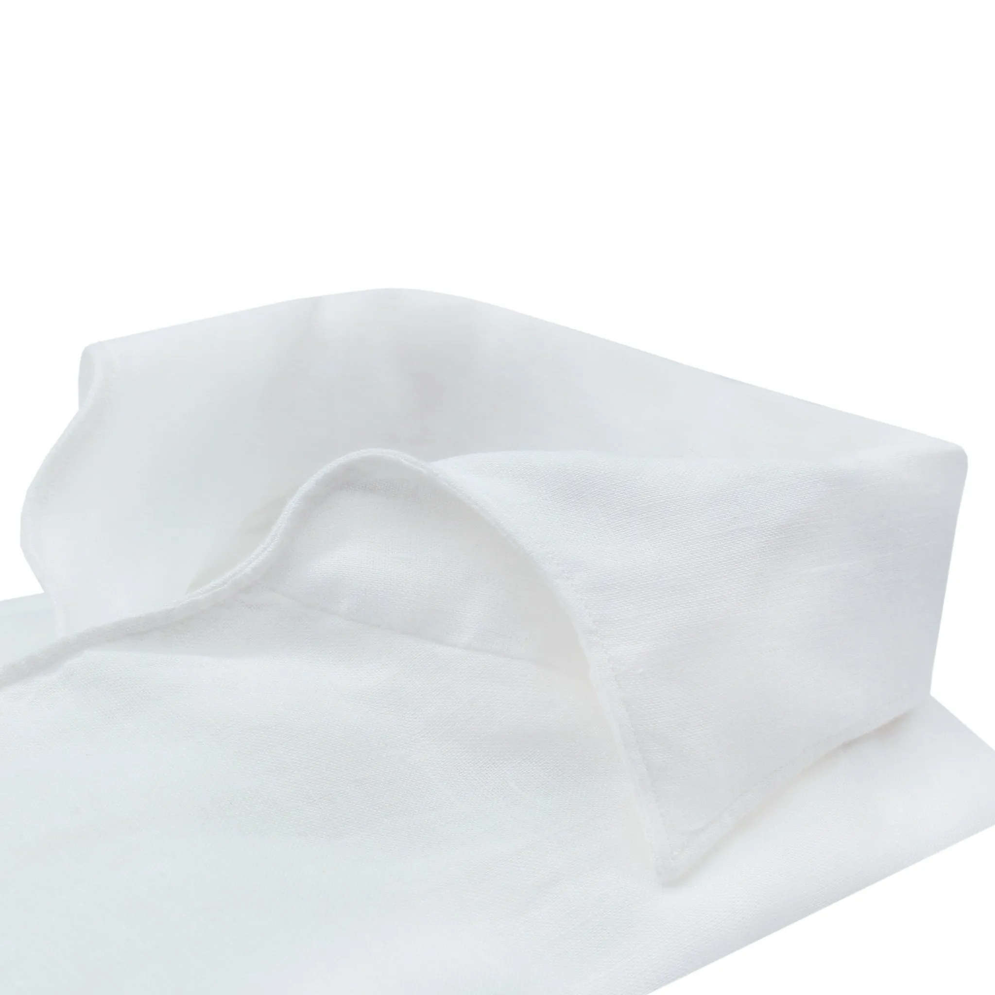 Tokyo slim fit sport shirt in white linen one piece collar