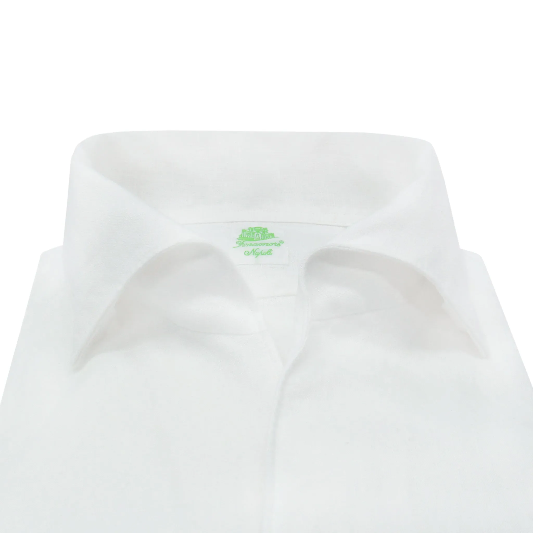Tokyo slim fit sport shirt in white linen one piece collar