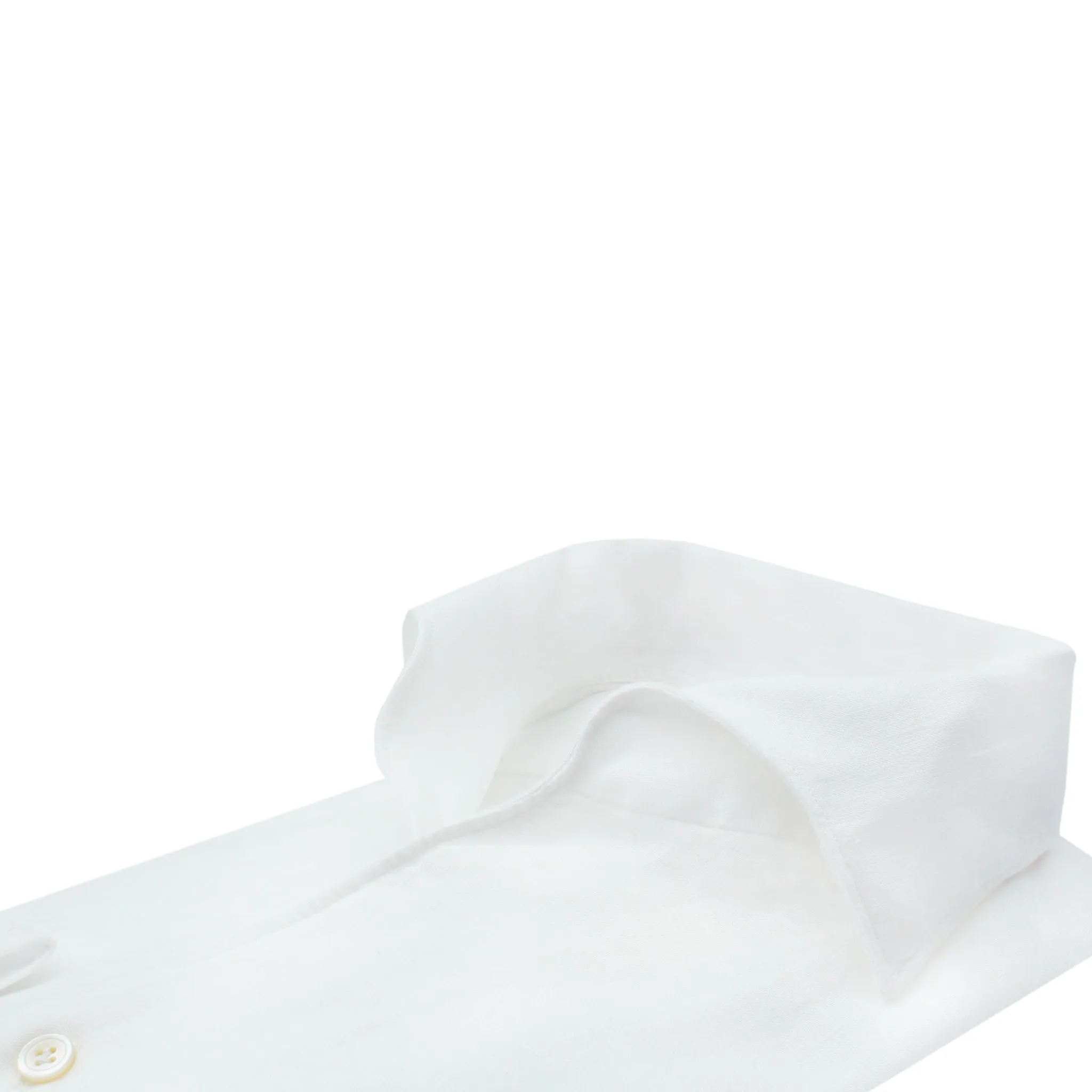 Tokyo slim fit sport shirt in white linen one piece collar