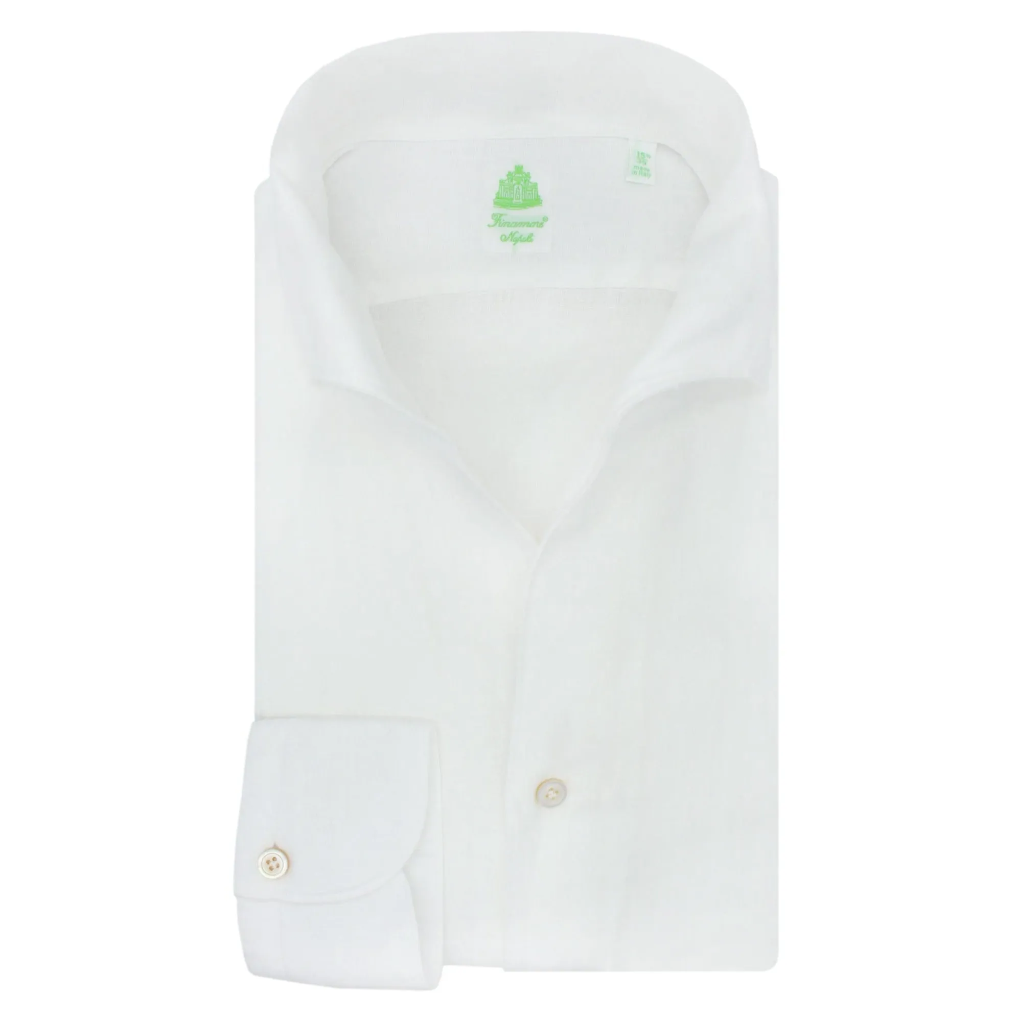 Tokyo slim fit sport shirt in white linen one piece collar