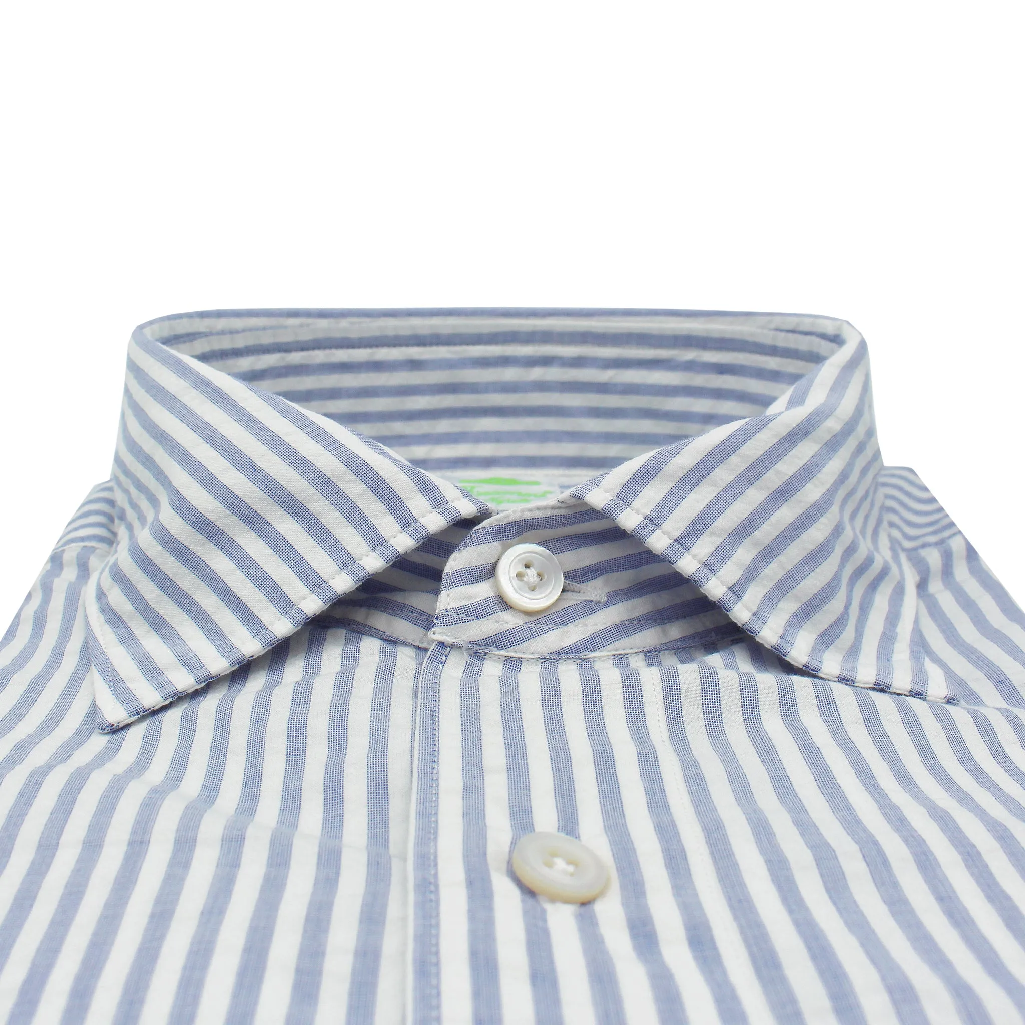 Tokyo slim fit striped shirt blue seersucker fabric