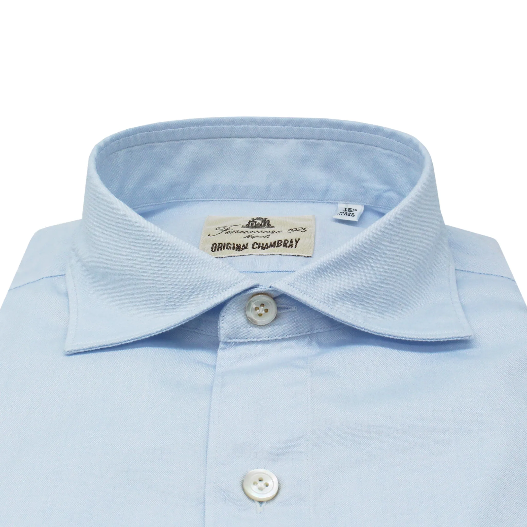 Tokyo slim sport shirt in light blue cotton chambray