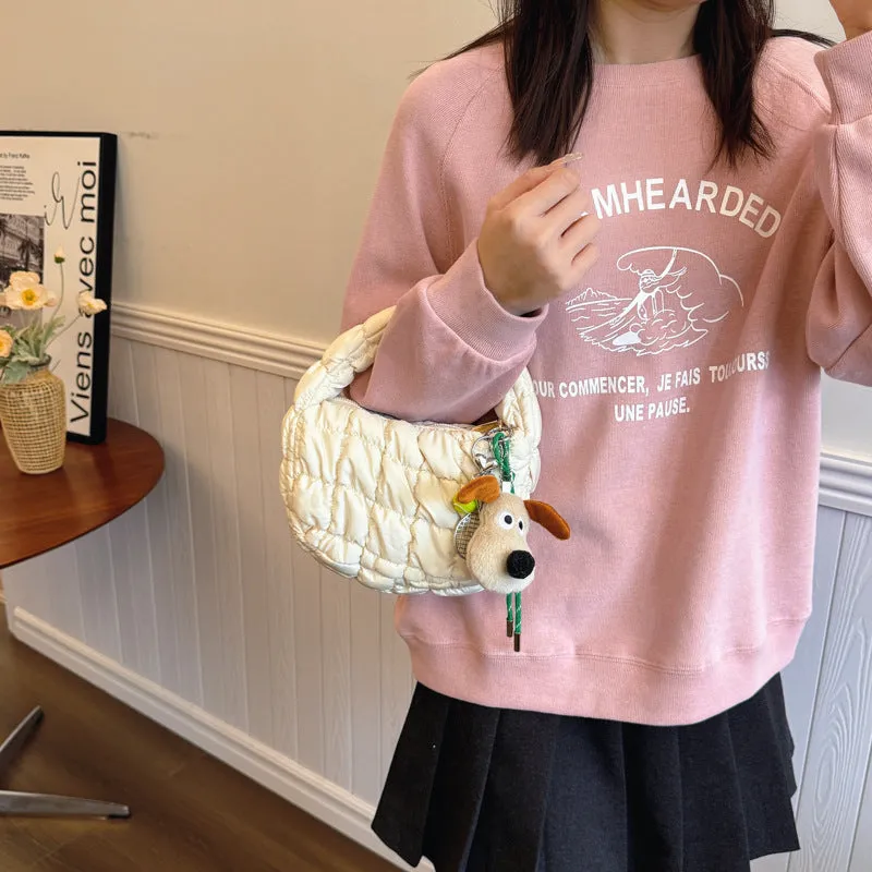 Toleet calico hair Fashionable and Convenient Handbag Women's Bag 2024 Autumn New Trendy All-Match Cloud Bag Niche Pleated Dumpling Bag