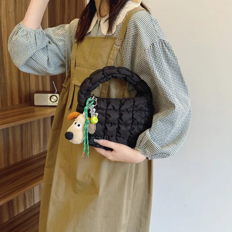 Toleet calico hair Fashionable and Convenient Handbag Women's Bag 2024 Autumn New Trendy All-Match Cloud Bag Niche Pleated Dumpling Bag