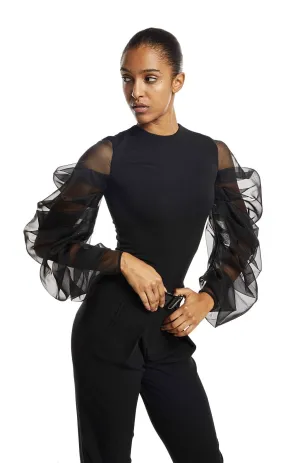 Tolemee | Contemporary Chic: Draped Silk Sleeve Top
