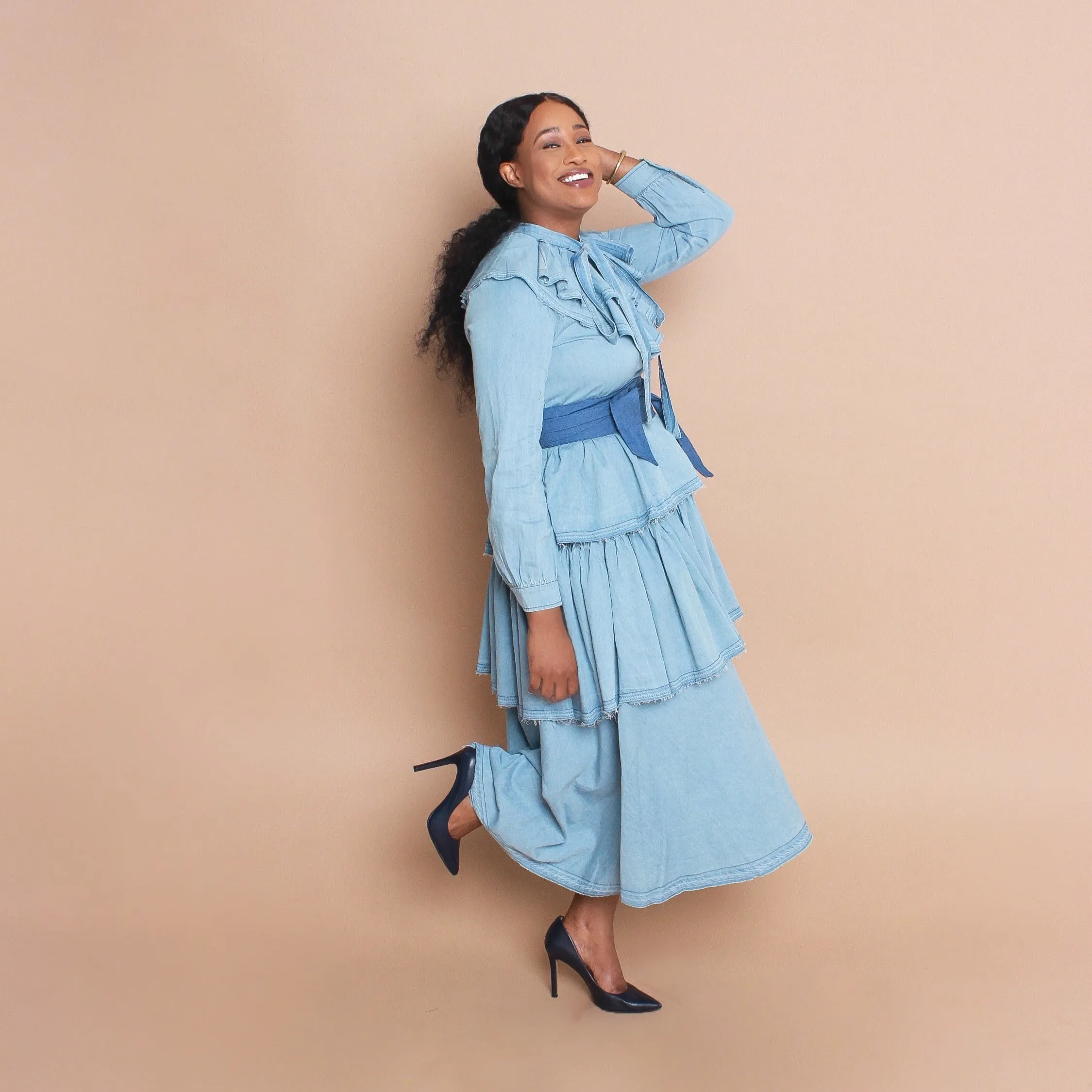 Too Fancy Denim Layered Dress