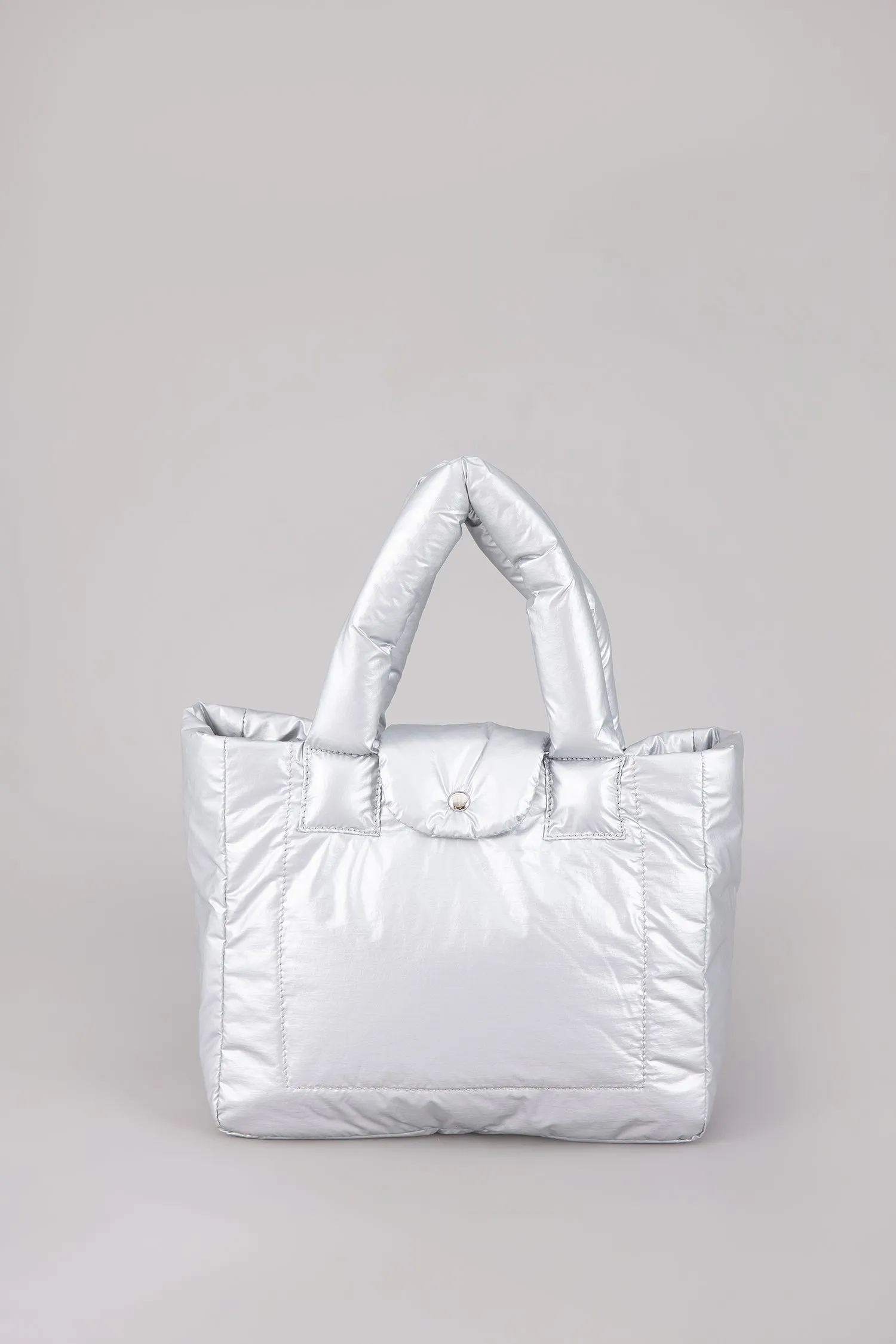Top Handle Puffer Tote - Silver