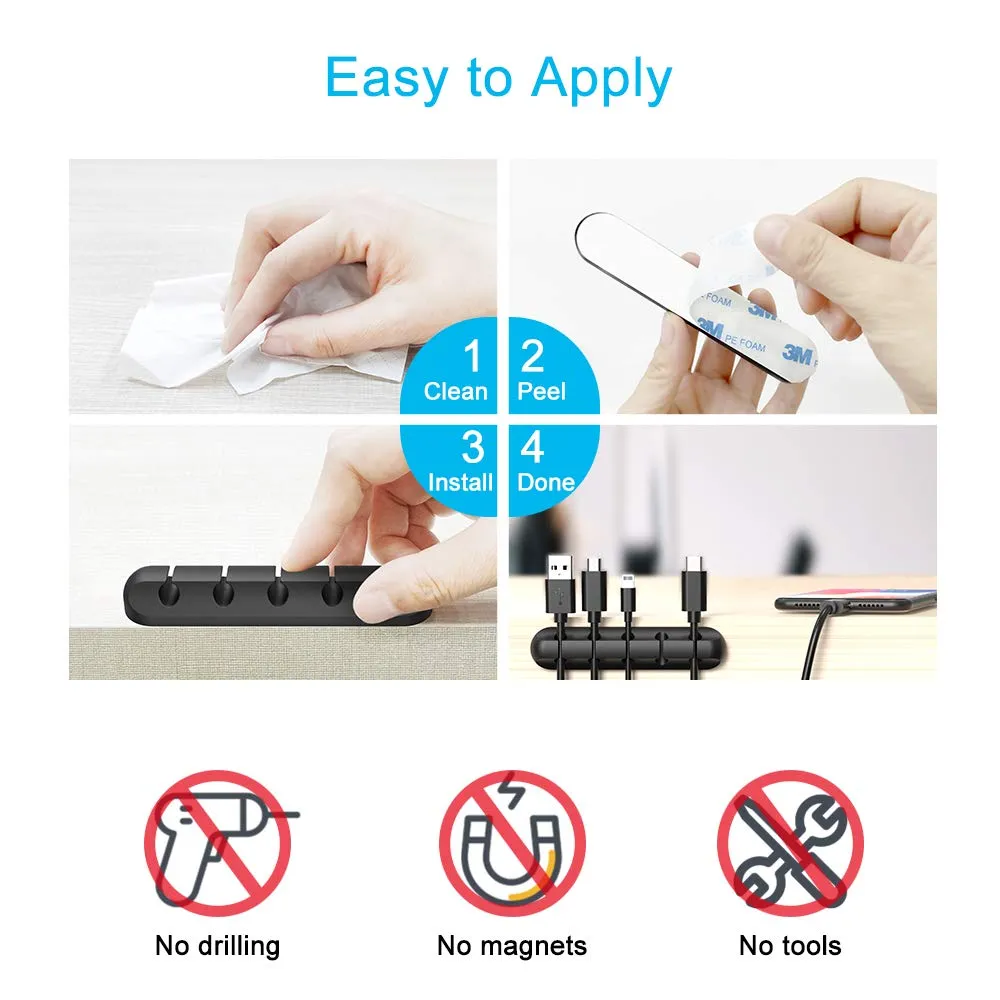 TOPK Cable Organizer Silicone USB Cable Winder Desktop Tidy Management Clips Cable Holder for Mouse Headphone Wire