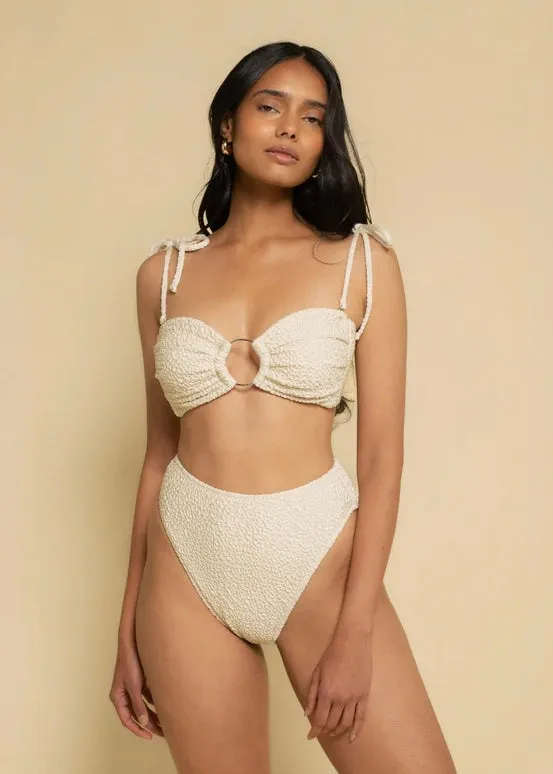 Tori Ties Bandeau Bikini Top Oat Textured