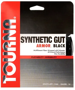 Tourna Synthetic Gut Armor 16g Black Tennis 12M String Set