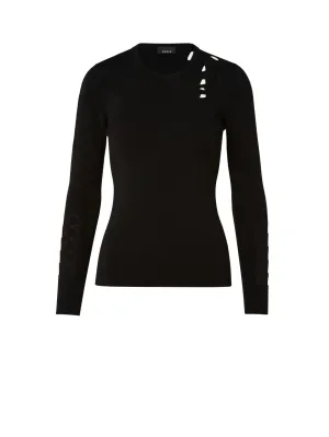 Trapezoid Cutout Long Sleeve Knit Pullover