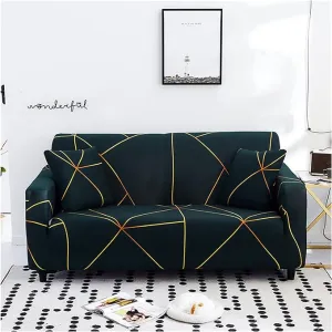 Trendily Premium Wrinkle-Free | Elastic Stretchable | Sofa Cover Regal Evergreen Elegance (SC-019)