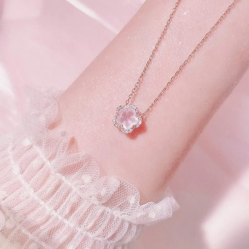 Trendy Pink Cherry Blossom Necklace