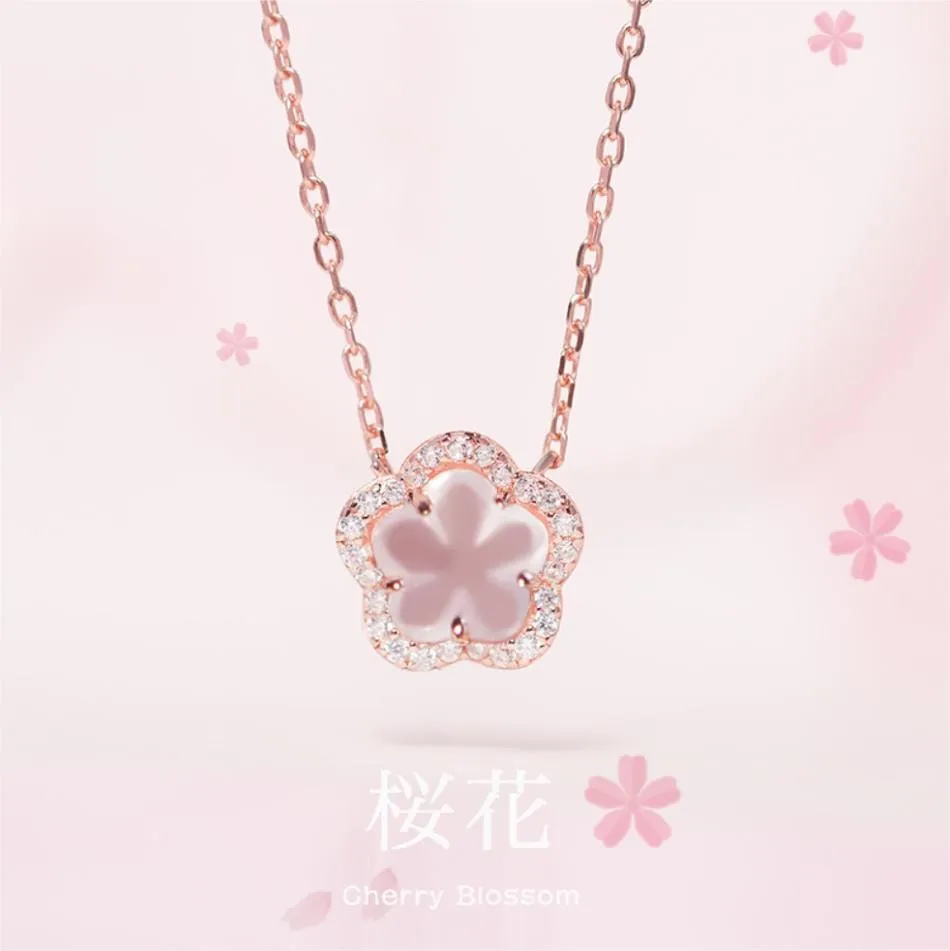 Trendy Pink Cherry Blossom Necklace