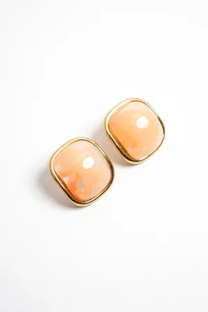 Trendy Resin and Gold Square Earrings