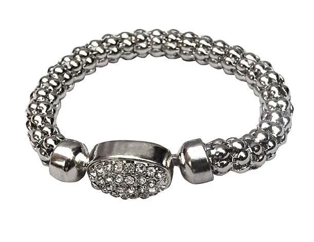 Trendy Silver Retro Bracelet Magnetic Clasp with Crystal for ladies Gift