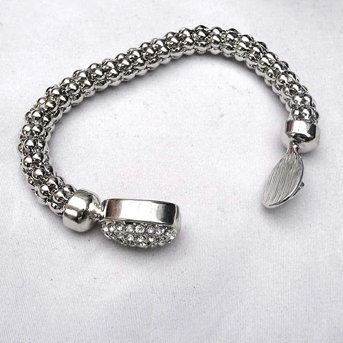 Trendy Silver Retro Bracelet Magnetic Clasp with Crystal for ladies Gift
