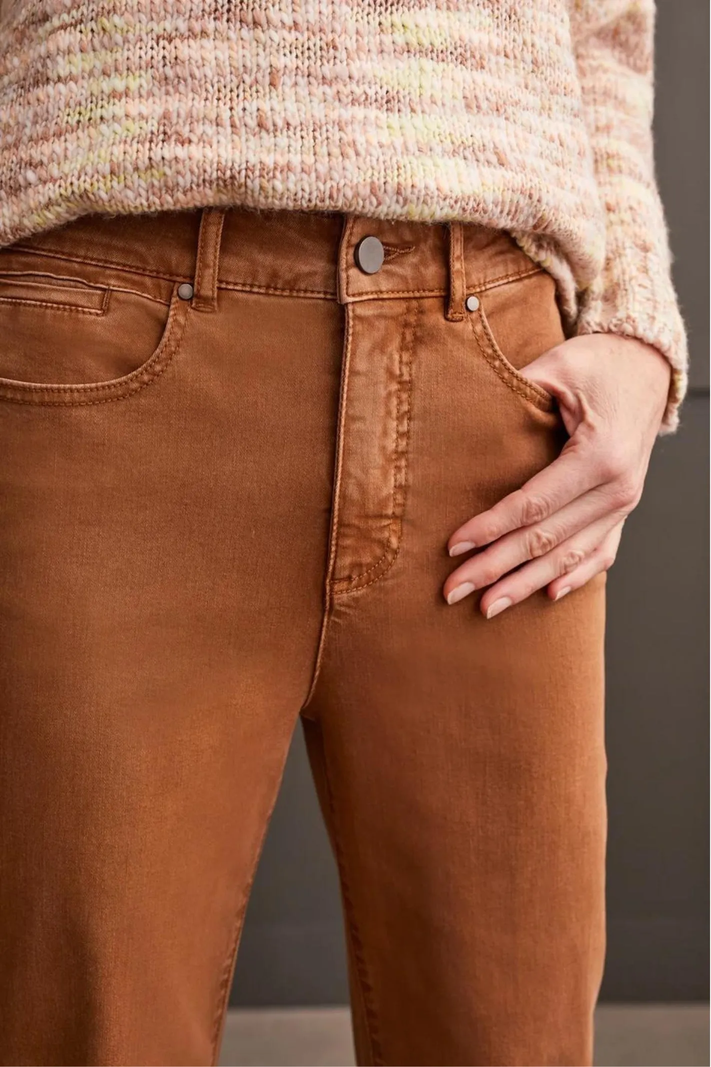 Tribal Brand Walnut Fly Front Wide Leg Pants