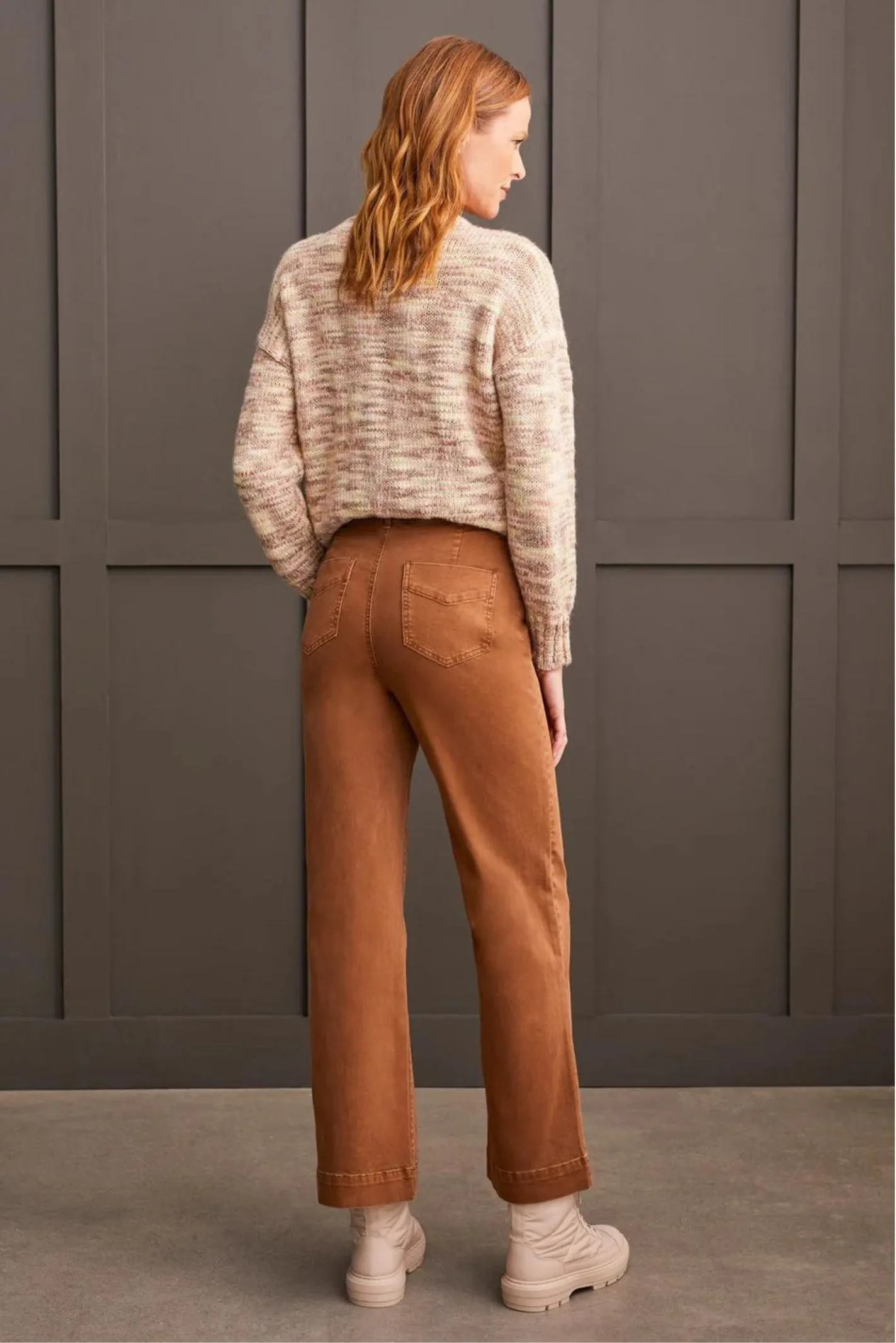 Tribal Brand Walnut Fly Front Wide Leg Pants