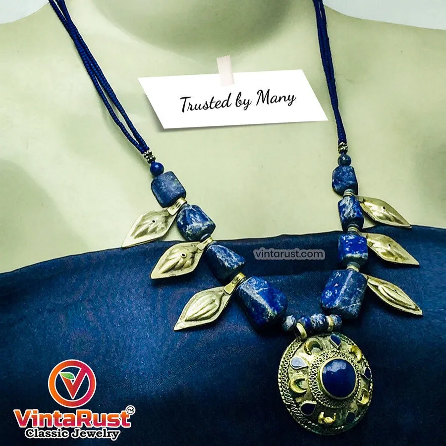Tribal Lapis Stone Beaded Vintage Necklace, NLGT-02
