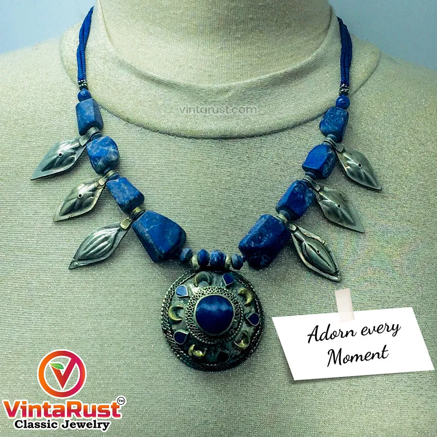 Tribal Lapis Stone Beaded Vintage Necklace, NLGT-02