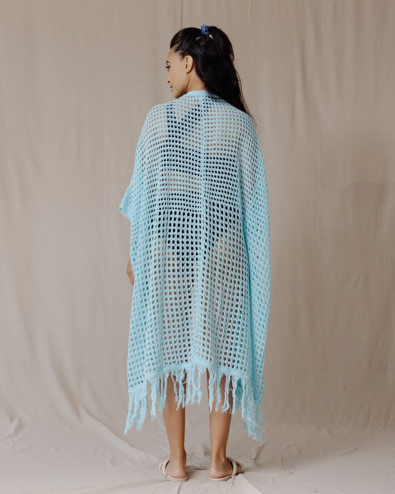Trico Fringed Kimono Baby Blue