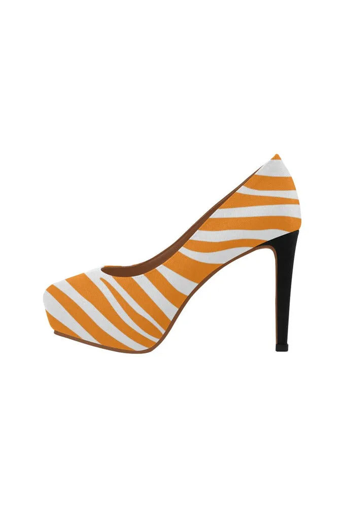 turmeric zebra print 2 Women's High Heels (Model 044)
