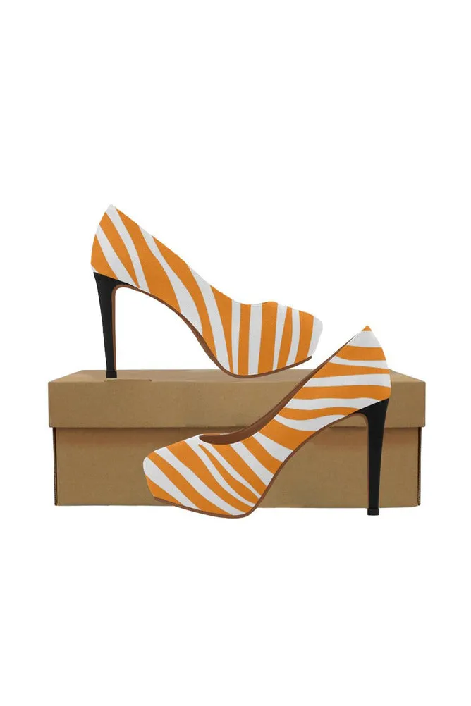 turmeric zebra print 2 Women's High Heels (Model 044)