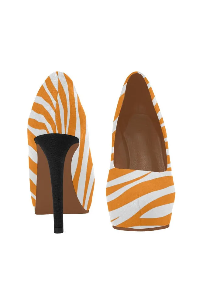 turmeric zebra print 2 Women's High Heels (Model 044)