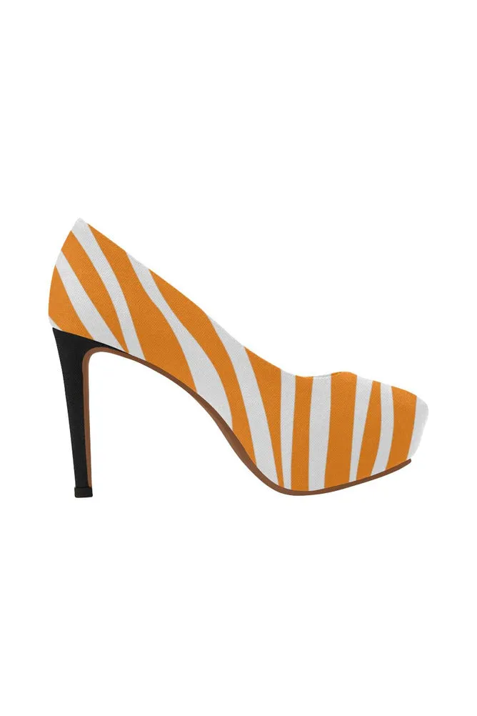 turmeric zebra print 2 Women's High Heels (Model 044)