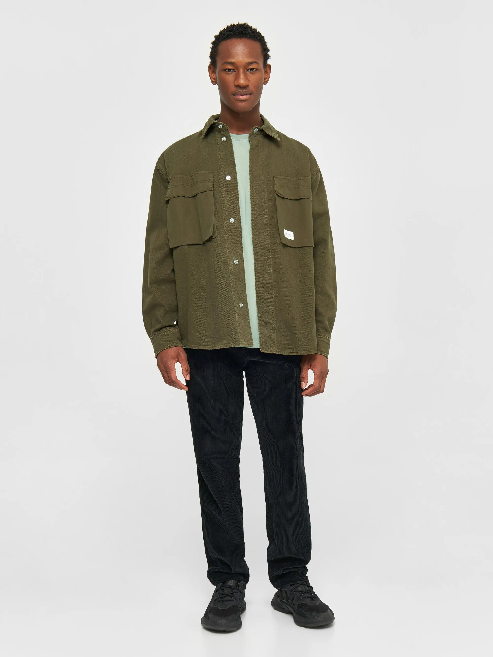 Twill loose fit overshirts - Dark Olive