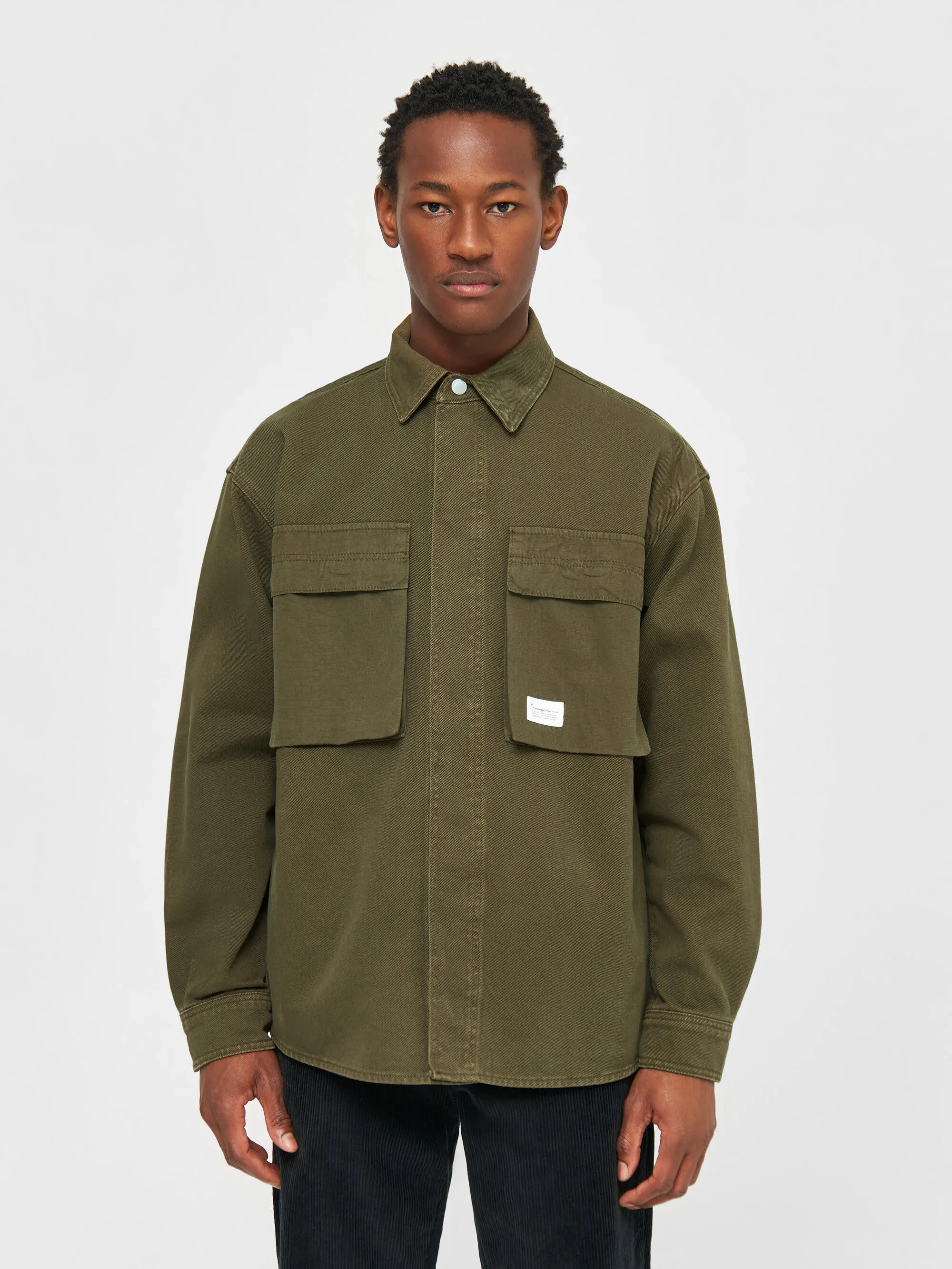 Twill loose fit overshirts - Dark Olive