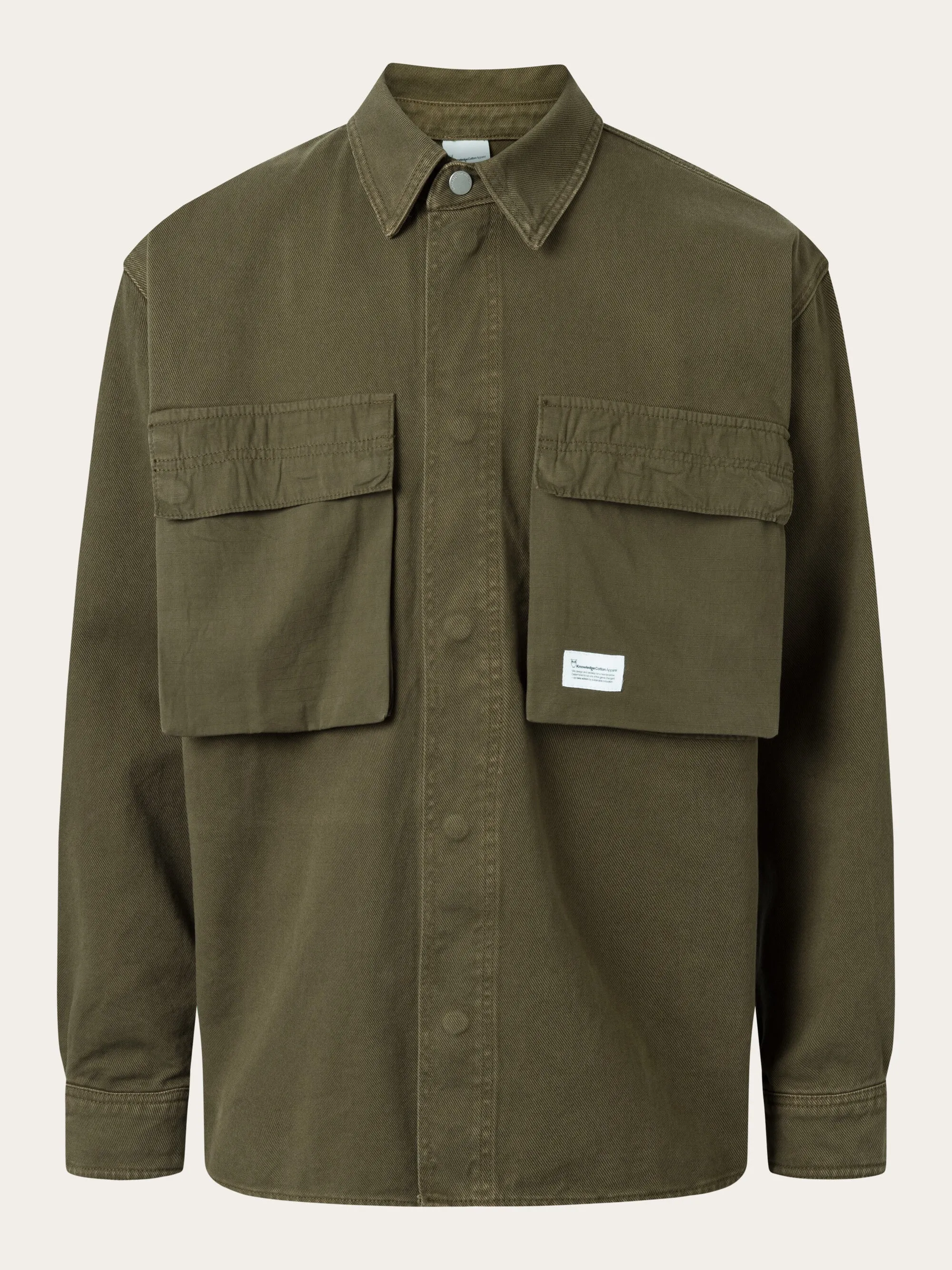 Twill loose fit overshirts - Dark Olive