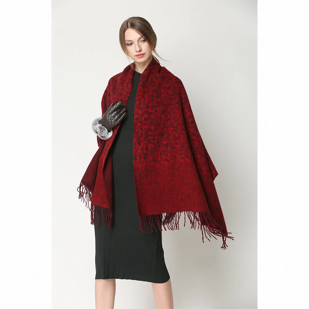 Ugg Cashmere & Wool Wrap Red and Brown