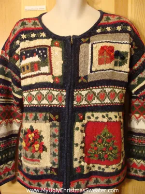 Ugly Xmas Sweater Festive 2sided Mess of Geometric Shapes