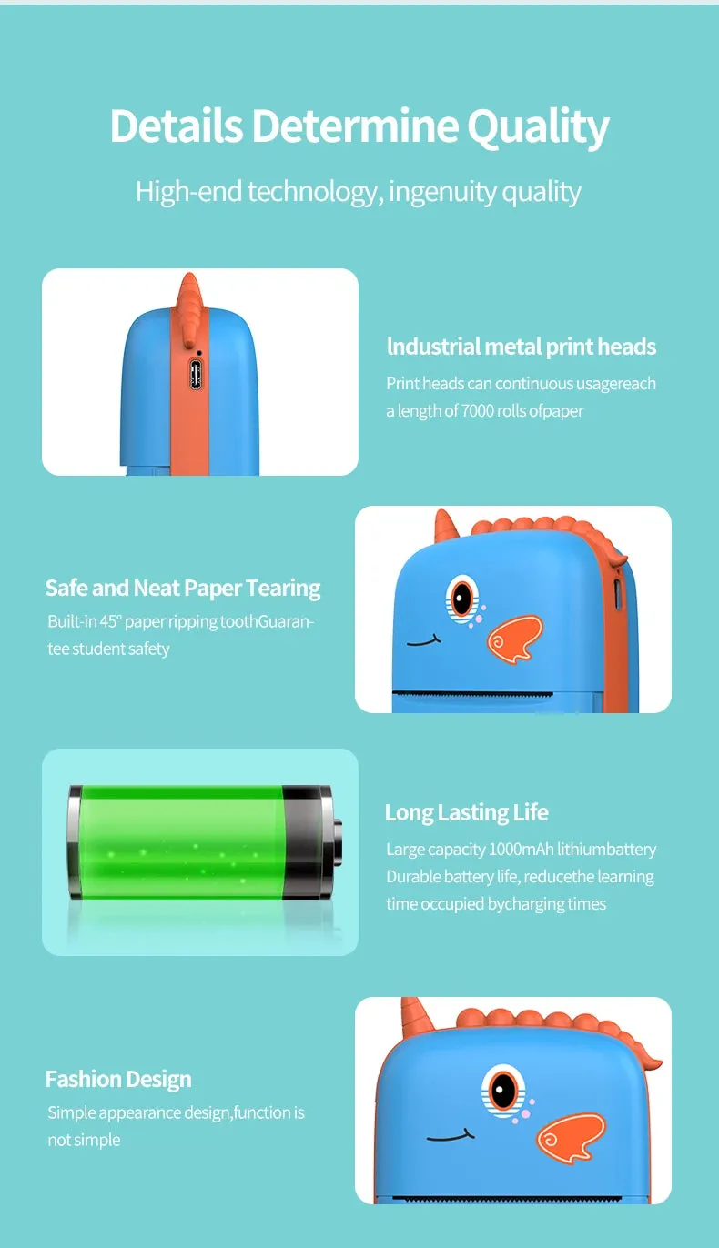 Unicorn Design Mini Portable Thermal Bluetooth Printer