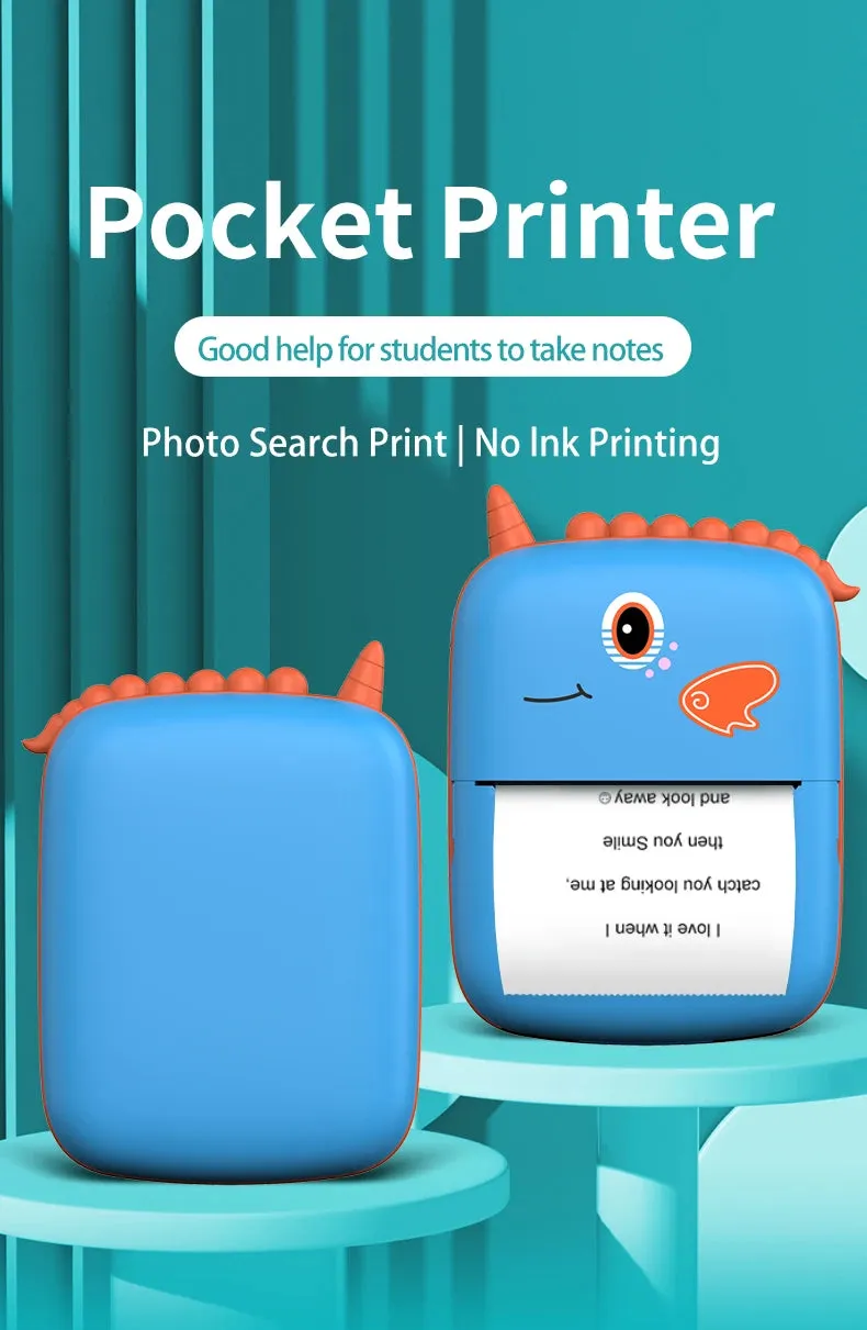 Unicorn Design Mini Portable Thermal Bluetooth Printer