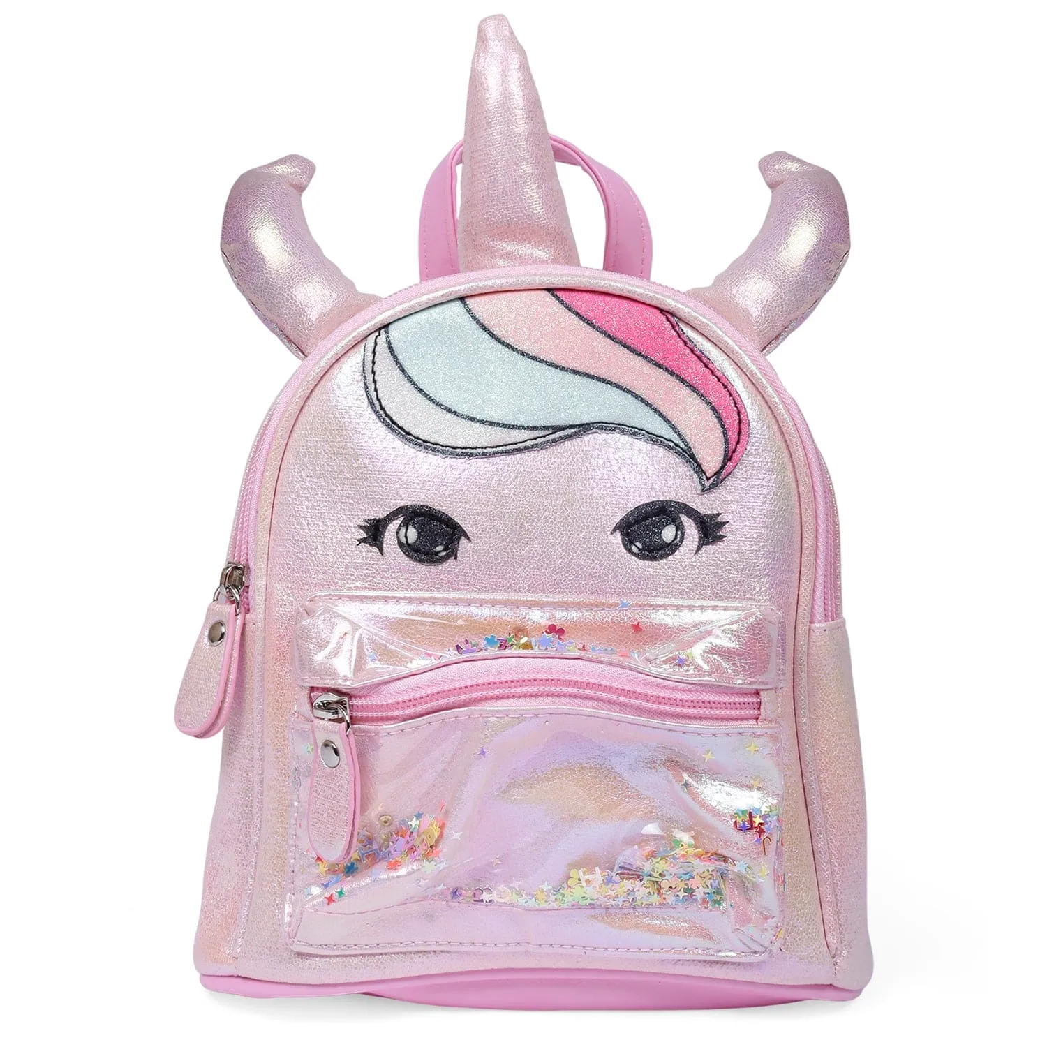 Unicorn Sequined Dual Tone Backpack Trendy Bag - Pink